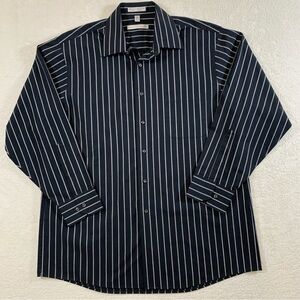 Geoffrey Beene Men L 16.5 32/33 Wrinkle Free Long Sleeve Striped Dress Shirt